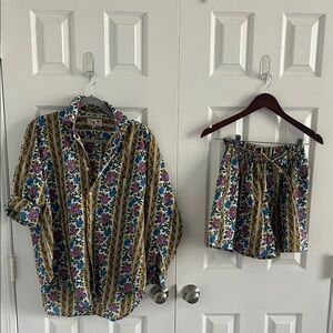 Vibrant Floral Shirt and Shorts Set
